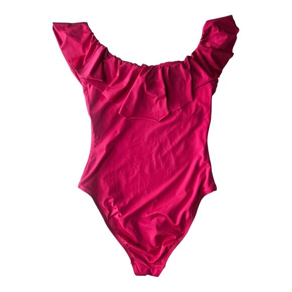 TRINA TURK Women's Size 8 Monaco Ruffle 1 Piece Swimsuit Fuchsia Pink - Picture 8 of 9